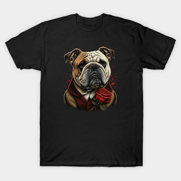 Valentine's Day Bulldog T-Shirt by JayD World